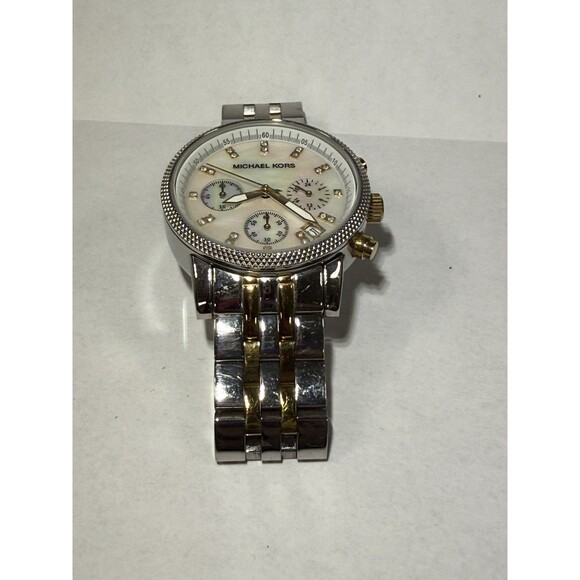 Michael Kors Women\'s Pearl Dial 2 Tone Stainless Steel Watch MK5057 *Needs Batt. main image 12